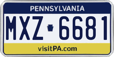 PA license plate MXZ6681