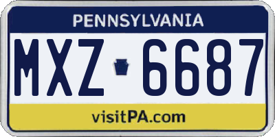 PA license plate MXZ6687