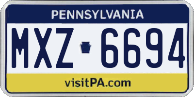 PA license plate MXZ6694