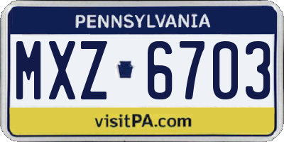 PA license plate MXZ6703