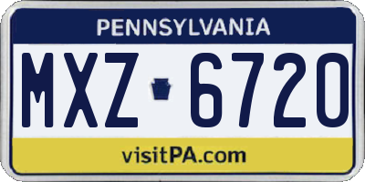 PA license plate MXZ6720