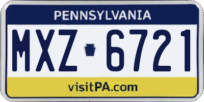 PA license plate MXZ6721