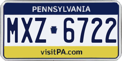 PA license plate MXZ6722