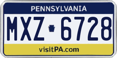 PA license plate MXZ6728