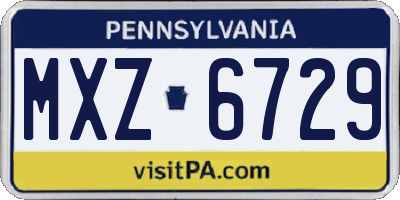 PA license plate MXZ6729