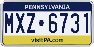 PA license plate MXZ6731