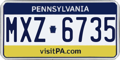 PA license plate MXZ6735