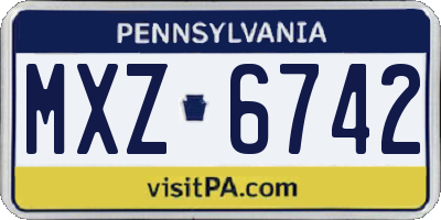 PA license plate MXZ6742