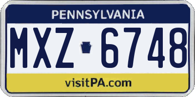 PA license plate MXZ6748