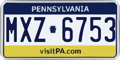 PA license plate MXZ6753