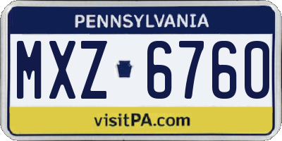 PA license plate MXZ6760