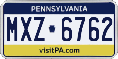 PA license plate MXZ6762