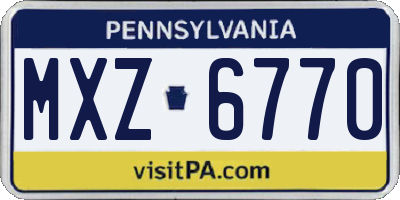 PA license plate MXZ6770