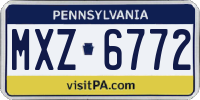 PA license plate MXZ6772
