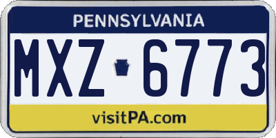 PA license plate MXZ6773