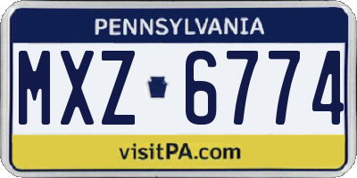 PA license plate MXZ6774