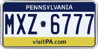 PA license plate MXZ6777