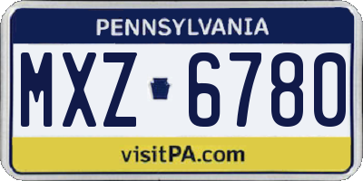 PA license plate MXZ6780