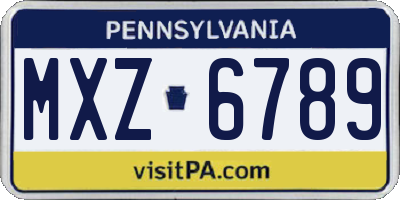 PA license plate MXZ6789