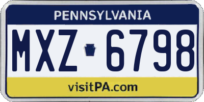PA license plate MXZ6798