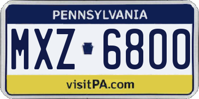 PA license plate MXZ6800