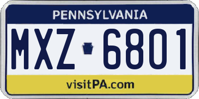 PA license plate MXZ6801