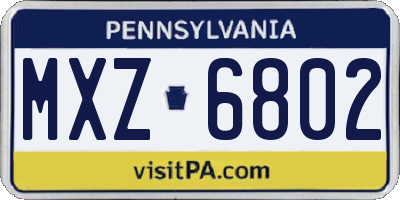 PA license plate MXZ6802