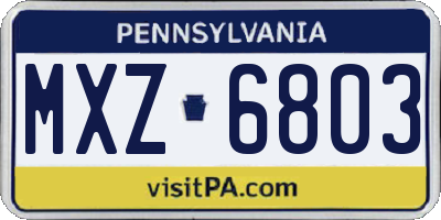 PA license plate MXZ6803