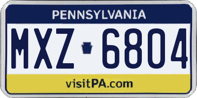 PA license plate MXZ6804