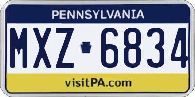 PA license plate MXZ6834