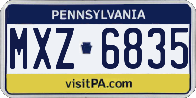 PA license plate MXZ6835