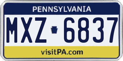 PA license plate MXZ6837