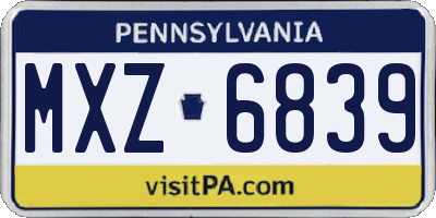 PA license plate MXZ6839