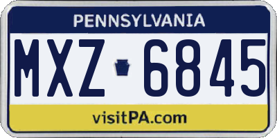 PA license plate MXZ6845