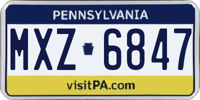 PA license plate MXZ6847