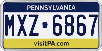 PA license plate MXZ6867