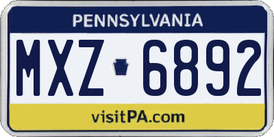 PA license plate MXZ6892