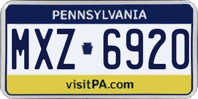 PA license plate MXZ6920