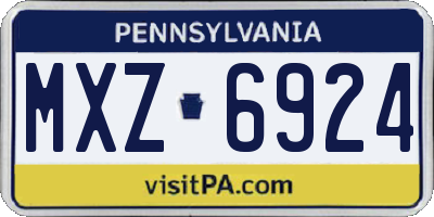 PA license plate MXZ6924