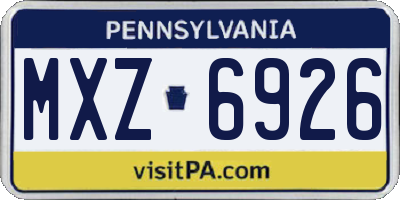 PA license plate MXZ6926