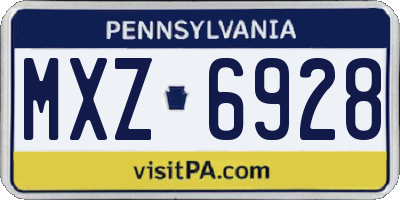 PA license plate MXZ6928
