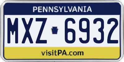 PA license plate MXZ6932