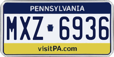 PA license plate MXZ6936