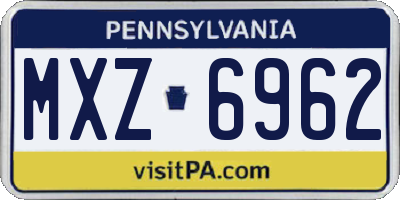 PA license plate MXZ6962
