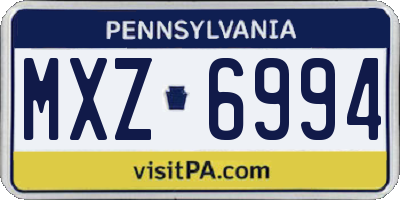 PA license plate MXZ6994