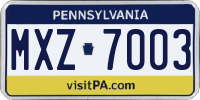 PA license plate MXZ7003
