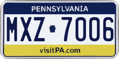 PA license plate MXZ7006
