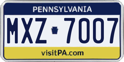 PA license plate MXZ7007