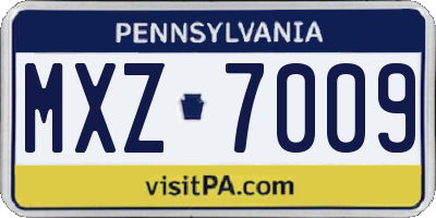 PA license plate MXZ7009