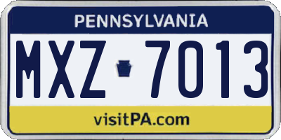 PA license plate MXZ7013
